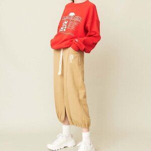 KIJUN NEO-STANDARD WILD ROSE JERSEY SKIRT BEIGE SIZE S KOREAN BRAND